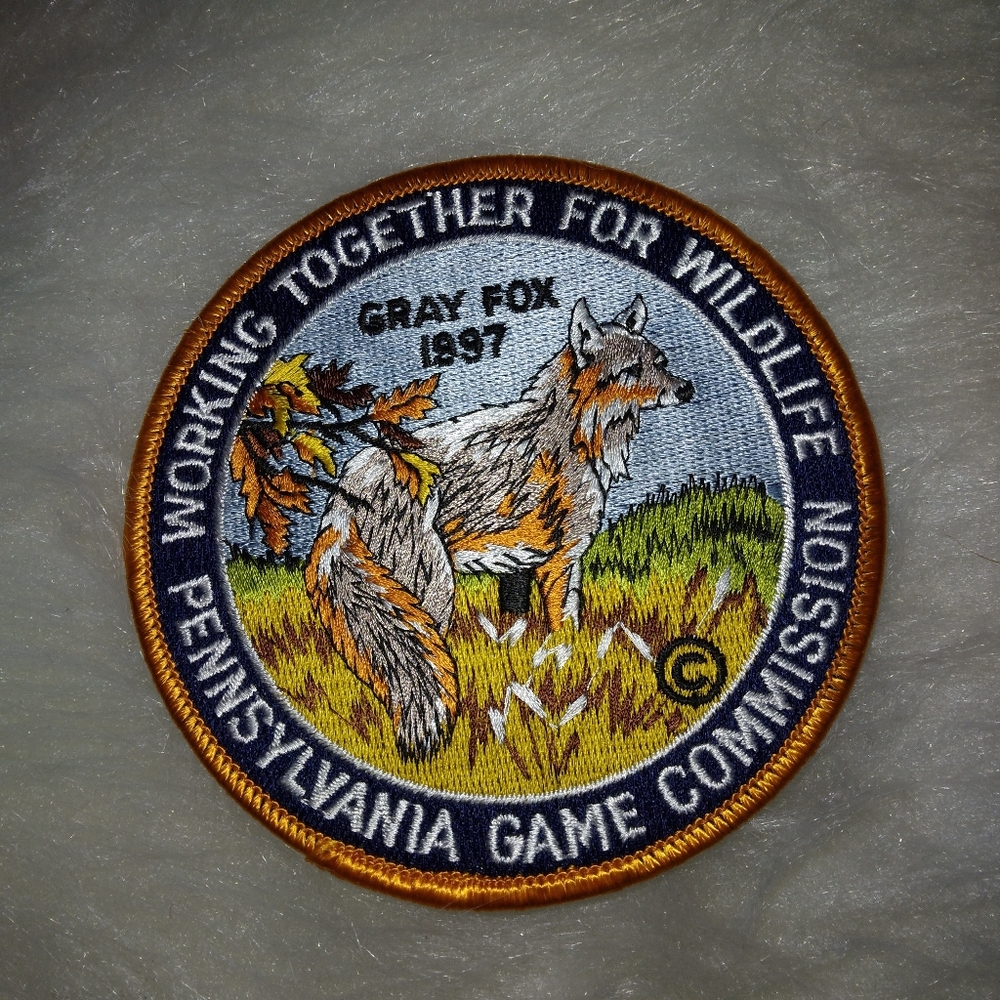 VINTAGE EMBROIDERED PATCH Pennsylvania Game Commission 1997 Gray Fox